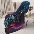 thumbnail image 3 of Sikiie Punk Style Blue Haired Skull Cozy Flannel Fleece Throw Blanket: Lightweight & Thick for All Seasons - Perfect for Women, Men, & Kids"60"x50", 3 of 6
