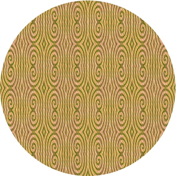 Ahgly Company Machine Washable Indoor Round Transitional Yellow Area Rugs, 6' Round