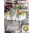 thumbnail image 5 of Outdoor Tablecloth with Umbrella Hole for Patio/Picnic/Party/Camping, Sunflowers Wreath Waterproof Table Cloth Round Cover Washable, Summer Botanical Leaves Flowers Black Plaid (Dia 54"), 5 of 8