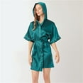 thumbnail image 2 of Lixiuxyad Robes for Women Women's Hooded Silk Robes Satin Kimono Robe Short Bathrobe Bridesmaid Wedding Party Sleepwear, 2 of 5