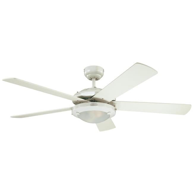 Westinghouse 52 in. White Finish Reversible Blades Frosted Glass, White & White Washed Pine