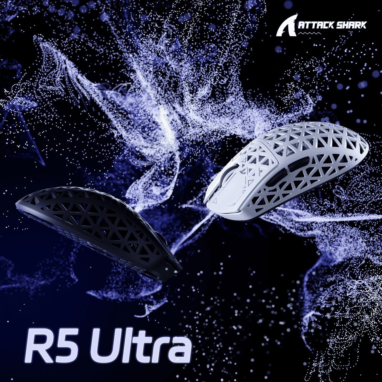 ATTACK SHARK R5 Ultra Carbon Fiber Wireless 8K PixArt PAW3950MAX Gaming Mouse with 8K Coiled Cable,39g SUPERLIGHT, 8K Hz Wireless Polling Rate, MCU Nodic 52840, DPI up to 42000, BT/2.4G Wireless/Wired