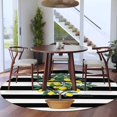 thumbnail image 4 of Summer Lemons Round Living Room Rugs 7 ft, Yellow Fruit Leaf Black White Striped Abstract Washable Area Rug with Non-Slip Sturdy Edge Binding Round Carpet for Kitchen Office Bedroom, 4 of 9