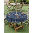 thumbnail image 3 of Outdoor Tablecloth with Umbrella Hole & Zipper, Navy Blue Striped Round Tablecloth 54 Inch, Farmhouse Stripes Geometric Abstract Patio Table Cover Waterproof Table Cloth for Picnic/Party, 3 of 7