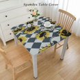 Ullo0ord Fitted Square Table Cover, Autumn Cute Sunflower Black White