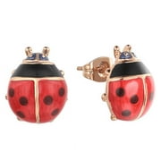 AILUMART Rubies Miraculous Ladybug Stud Earrings for Women Plated Earrings Jewelry Cartoon Glass Dome Stud Earrings Gifts