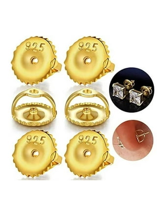 Spring Locking Earring Backs for Studs, Hypoallergenic 14K Gold Plated  Secure Earring Backs Replacements for Earring Notch Post 0.027'-0.039' 4pcs