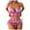 Hot Pink, variant on Wamejoo Women's Tankinis 2 Piece Floral Print Halter Tie Back Crop Top and Bottoms Bikini Set (Hot Pink, M)