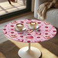 thumbnail image 2 of SEANATIVE 24'' Diameter Round Cocktail Table Covers Spandex Stretch High Top Table Cloth with Elastic Fit Round Tablecloth for 24 Inch Tables, Love Heart Shaped Cake Raspberry Valentine Pink, 2 of 7