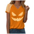thumbnail image 5 of Halloween T Shirt Women Funny Pumpkin Face Printed Cute Tee Short Sleeve Casual Funny Halloween Party Tops, 5 of 7