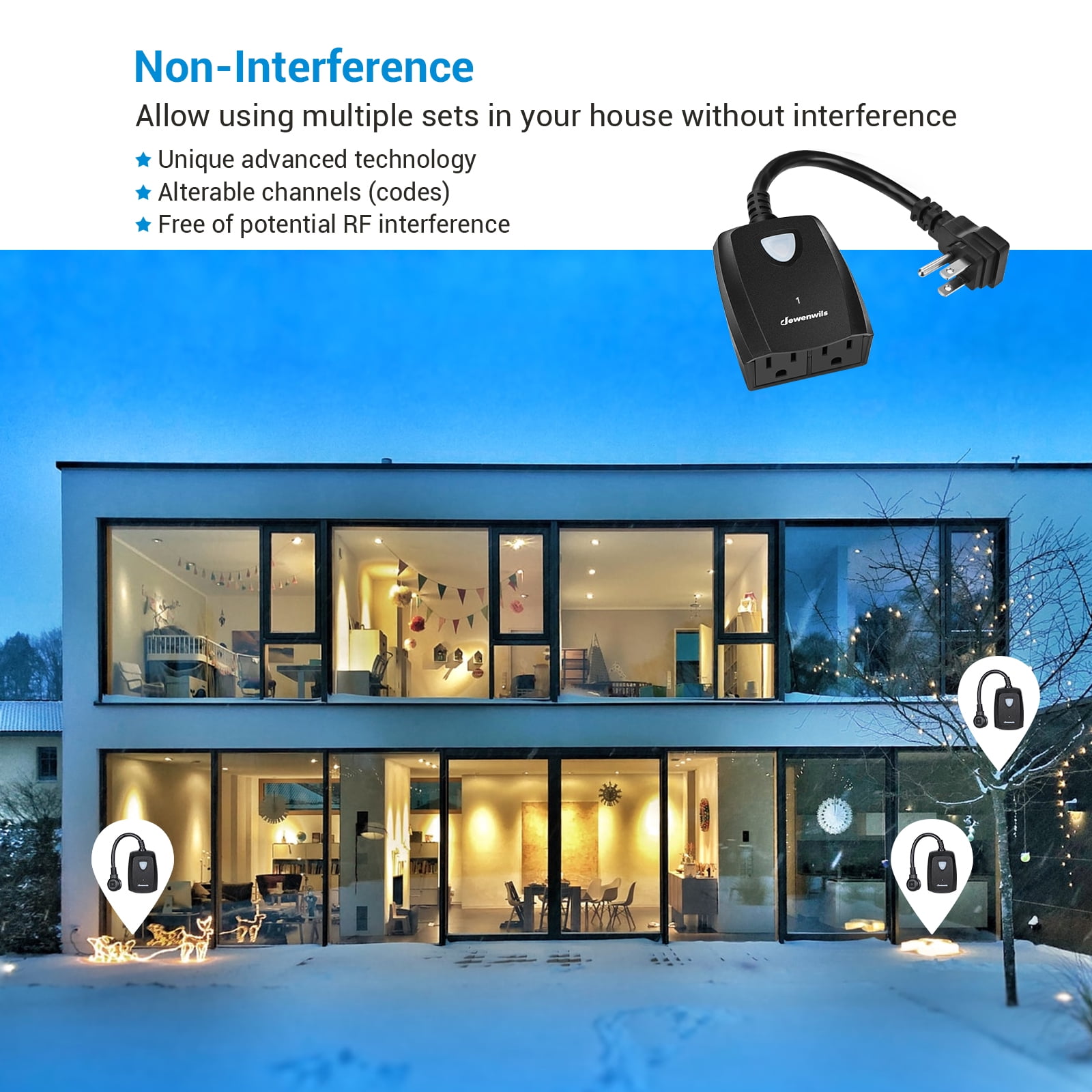 DEWENWILS Remote Control Outdoor Outlet, 15A/1875W Heavy Duty Weatherproof Switch, Remote with 100ft Range, 20cm 14AWG SJTW Cord,For Patio Lights, Pool Pumps, Yard Tools