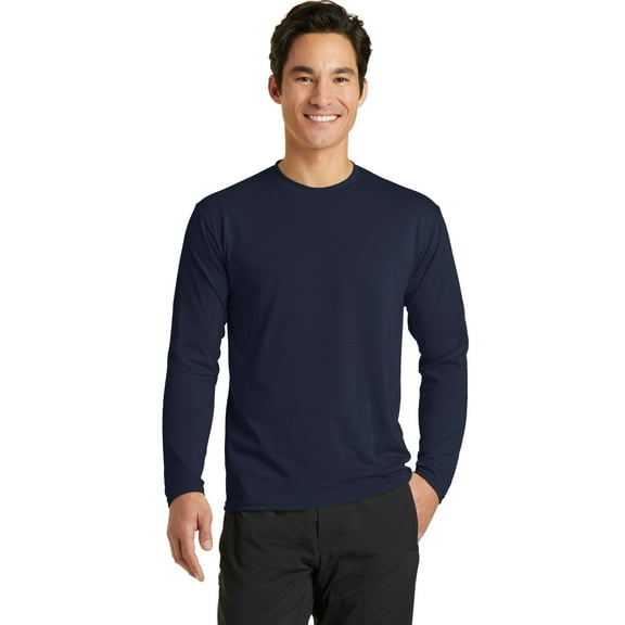 Port & Company Long Sleeve Performance Blend Tee-4XL (Deep Navy)