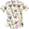 Sketchy Vignette Mock Wrap Scrub Top