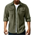 thumbnail image 2 of Men's Corduroy Shirt Jacket Long Sleeve Button Down Collared Shirt Lightweight Casual Shirt with Flap Pockets for Coffee Runs, 2 of 9