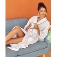thumbnail image 2 of Lotus Linen Women’s Waffle Robe with Piping - Lightweight Cotton Spa Bathrobe, White Large, 2 of 6
