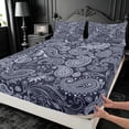 thumbnail image 4 of meiyoeat Navy Paisley King Sheets,Vintage Print Bedding For Men Women,4pcs,1 Flat Sheet,1 Fitted Sheet and 2 Pillowcases, 4 of 6