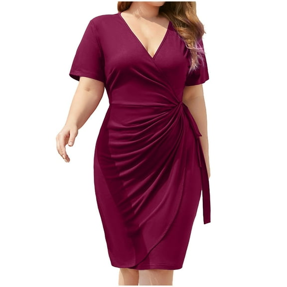 Women's Casual V Neck Summer Dress Straps Medium Length Flowy Comfortable Loose Fit Beach Everyday Wear