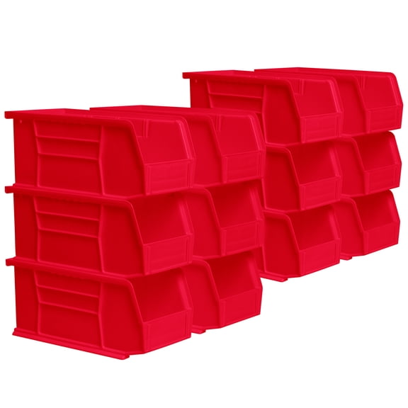 Akro-Mils 12 Pack AkroBins Plastic Storage Bins, Space-Saving Organizers, Red