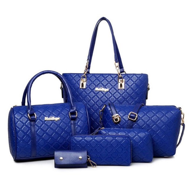 Bolso de mujer de verano estilo europeo y americano retro rómbico conjunto de seis piezas bolso de madre bolso bandolera