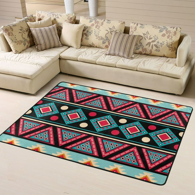 DouZhe Bohemian Southwestern Native Retro Pattern Area Rugs Non-Slip Machine Washable Floor Mat, Modern Style Carpet Doormat, 63x48 inches