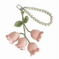 thumbnail image 5 of Eye Catching Crocheted Flower Keyring Handmade Knitted Florals Bag Pendant Pearls Charm Jewelry for Key and Backpacks, 5 of 10