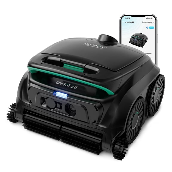WYBOT B1 Cordless Robotic Pool Cleaner, 120-Min Runtime, Smart Navigation, App Control for Above Ground & Inground Pools, Black‑Green