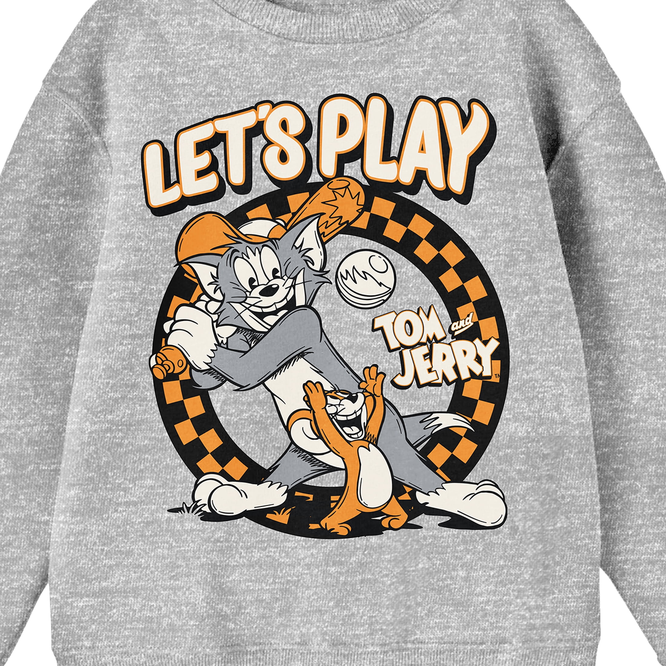 Tom Jerry Let s Play Crew Neck Long Sleeve Athletic Heather