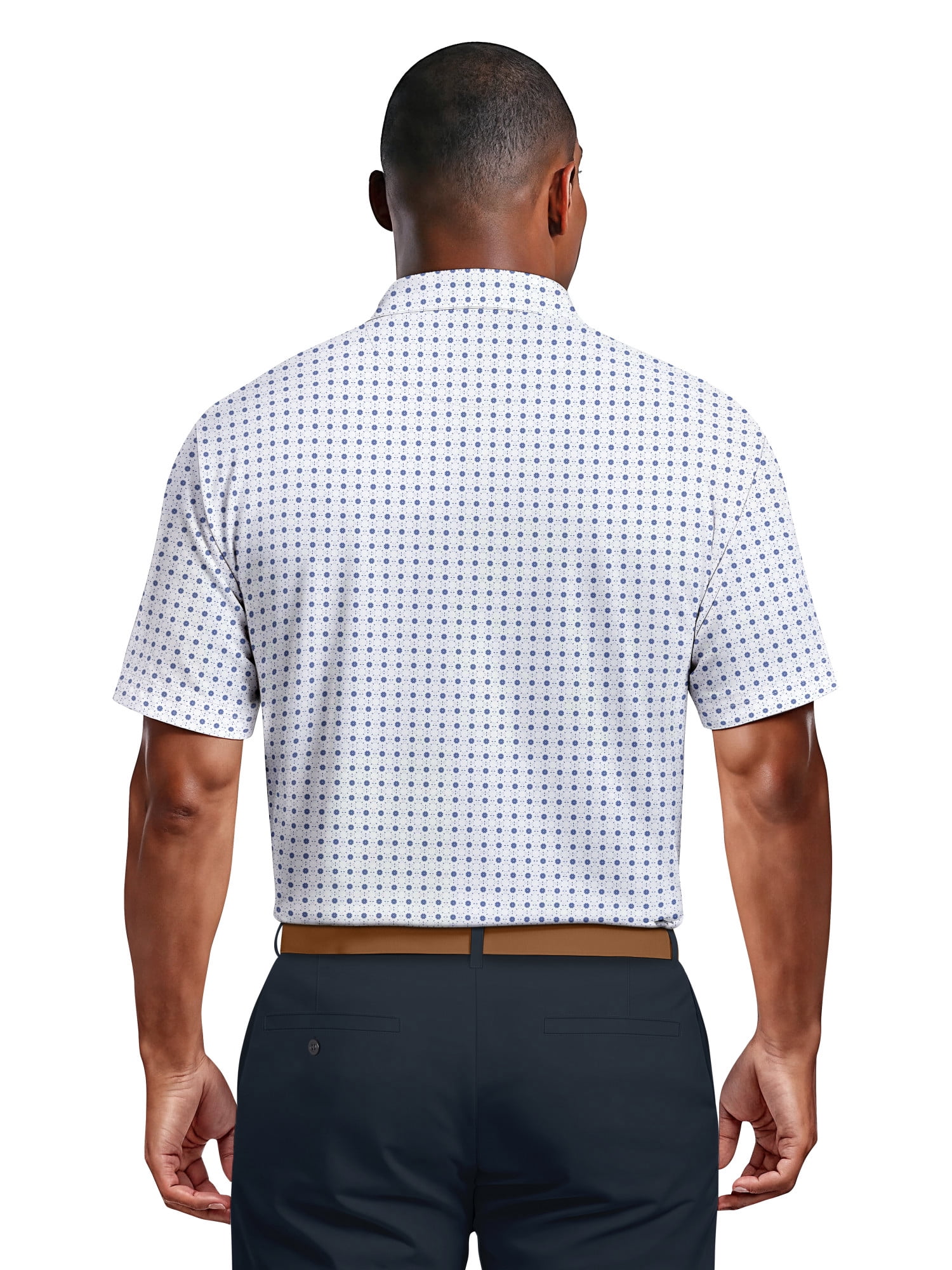 Ben Hogan Men's & Big Men's Performance Simple Geo Printed Short Sleeve Polo Shirt, up to 5XL