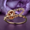 thumbnail image 3 of Art Deco 2.25 Carat Oval Cut Morganite And Diamond Moissanite Classic Engagement Ring, Halo Wedding Ring in 925 Sterling Silver With 18k Rose Gold Plating Gift For Her, Bridal Set, Matching Band, 3 of 3