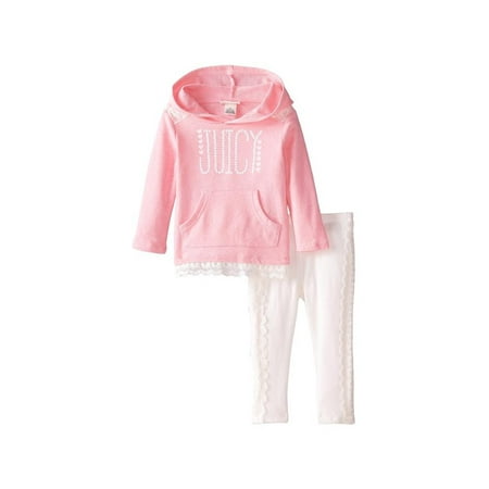 Juicy Couture Girls 4-6X Hooded Lace Legging Set (Pink 5)