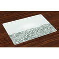 thumbnail image 1 of Ambesonne Folk Place Mats Set of 4, Outline Wildflowers and Leaves, Standard Size, White Green, 1 of 4