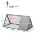 thumbnail image 3 of PawHut 46" x 25" Wooden A-Frame Outdoor Rabbit Cage Small Animal Hutch with Outside Run & Ventilating Wire, Grey, 3 of 10