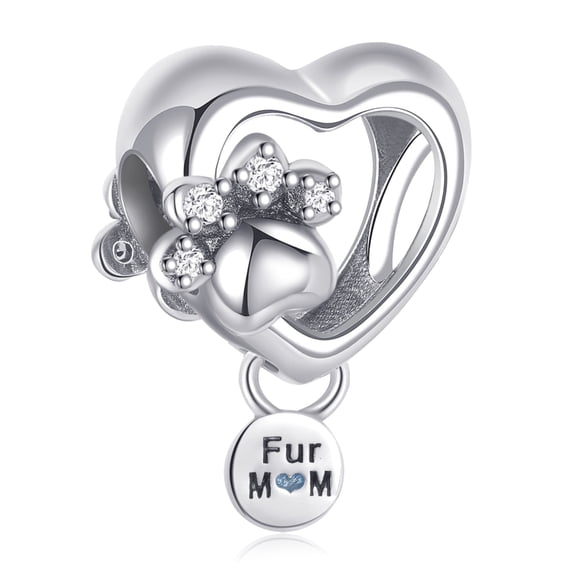 ROSIANNA 925 Sterling Silver Charm for Bracelets Paw Heart for Mom Dangle Charms Women Bracelet Charm