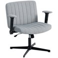 thumbnail image 1 of CoSoTower Chaise Croisée avec Accoudoirs Rabattables, Chaise de Bureau Grand avec Hauteur Réglable, Inclinable, Sans Roues, Gris, 1 of 7
