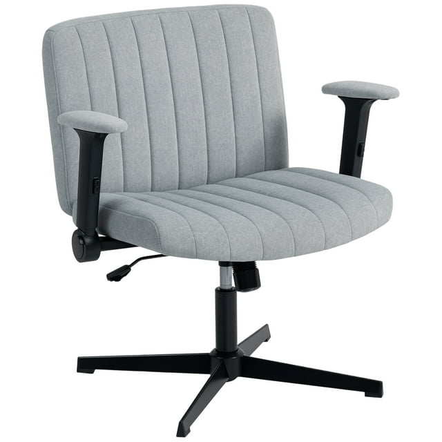 CoSoTower Chaise Croisée avec Accoudoirs Rabattables, Chaise de Bureau Grand avec Hauteur Réglable, Inclinable, Sans Roues, Gris
