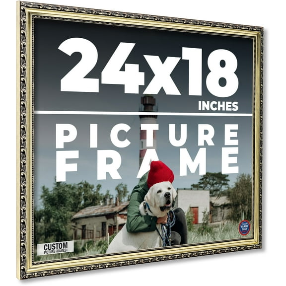24x18 Frame Silver Solid Wood Picture Frame Width 1.125 Inches | Interior Frame Depth 0.375 Inches