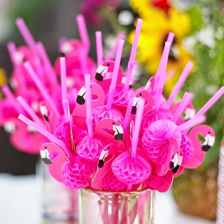 4pcs/set PP Drinking Straw, Flamingo Decor Reusable And Washable Straw For  Party