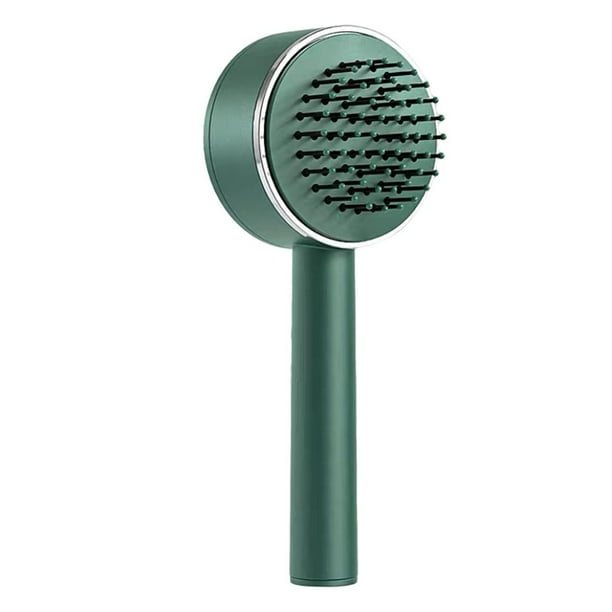 Peine de masaje con cojín de aire Cepillo para el cabello Mango cómodo Peine de limpieza de una tecla Aire verde
