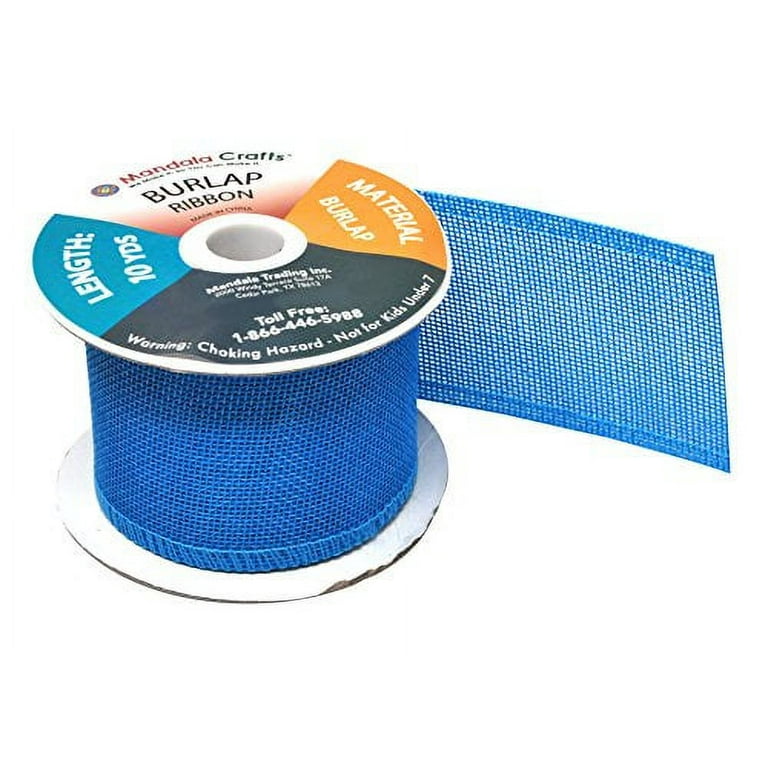 Sky Blue Burlap Ribbon 2.5 inch 2 Rolls 20 Yards Unwired Rustic Jute Ribbon for Crafts, Mason Jars, Weddings, Party Decoration; by Mandala Crafts