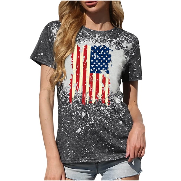 Blusa holgada de manga corta con cuello redondo y estampado a la moda para mujer Pompotops hfajkhk130317