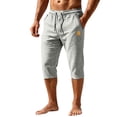 thumbnail image 2 of BRELIL Men Plus Size Capri Pants Drawstring Loose Fit Summer Casual Beach Vacation Shorts Lounge Trousers Solid Outdoor Travel Bottoms, Gray S, 2 of 5