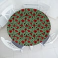 thumbnail image 3 of Ambesonne Poppy Flower Fitted Round Tablecloth, Ballerina Style Twigs, 45"- 56" Diameter, Green Chestnut Brown Red, 3 of 5