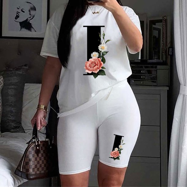 Puntoco Conjunto de pantalones cortos de camiseta casual sueltos de dos piezas de verano sexy de moda para mujer Puntoco Puntoco-5275