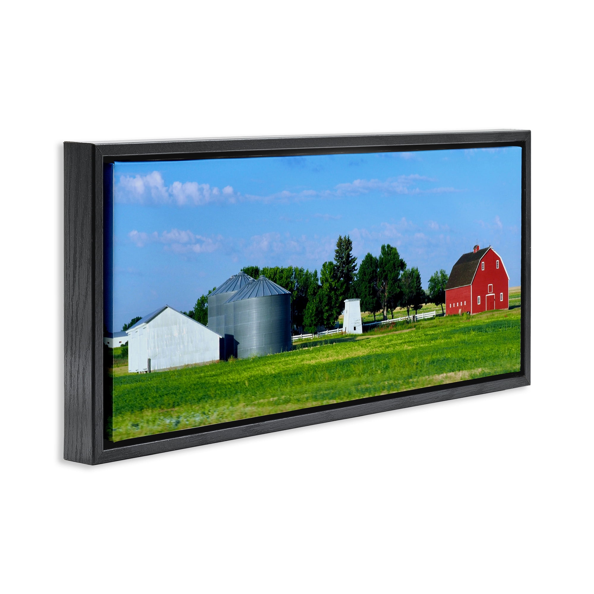 Stupell Industries Barn with Silo Black Framed Floater Canvas Wall Art, design by Gail Peck