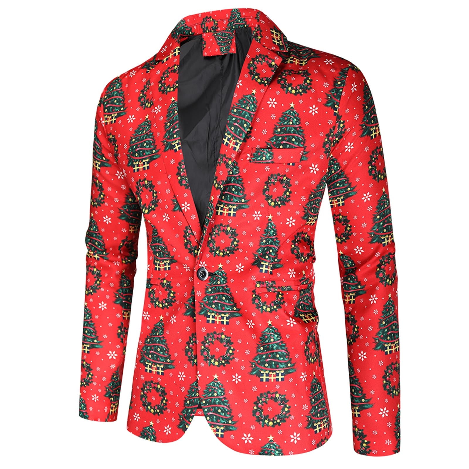 Rinsvye Men's Casual Christmas Printed Mens Suit Big and Tall Suit