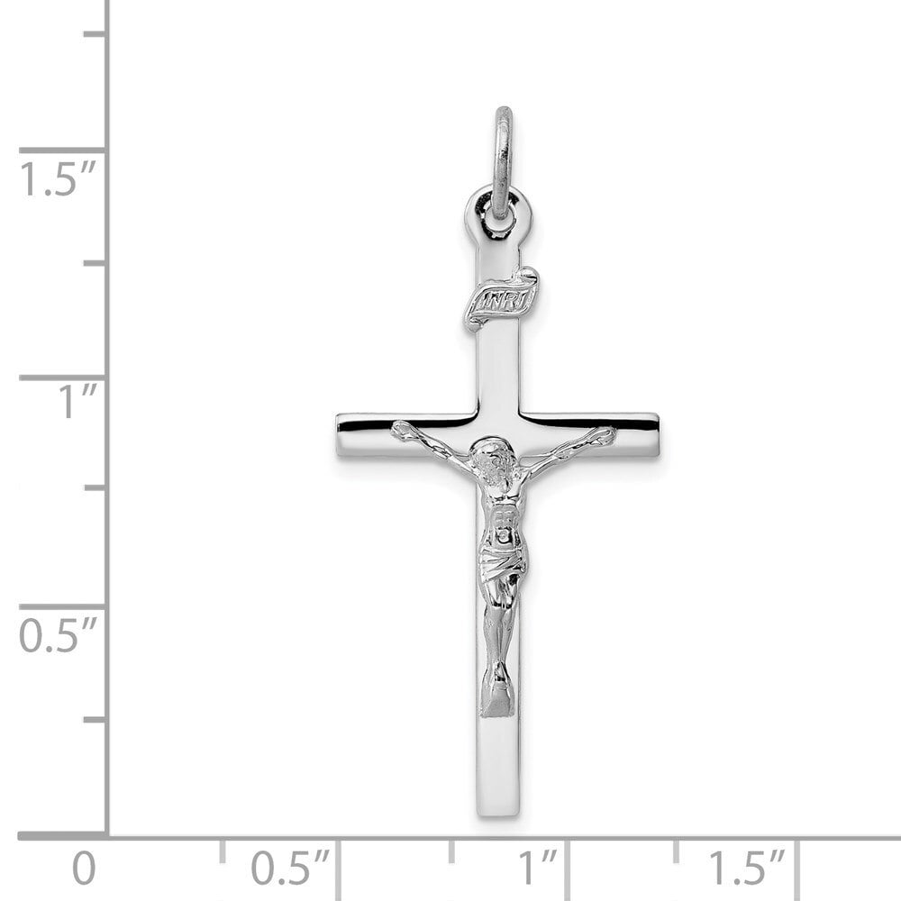 Sterling Silver Rhodium-plated Polished Crucifix Pendant New Religious Charm 925 