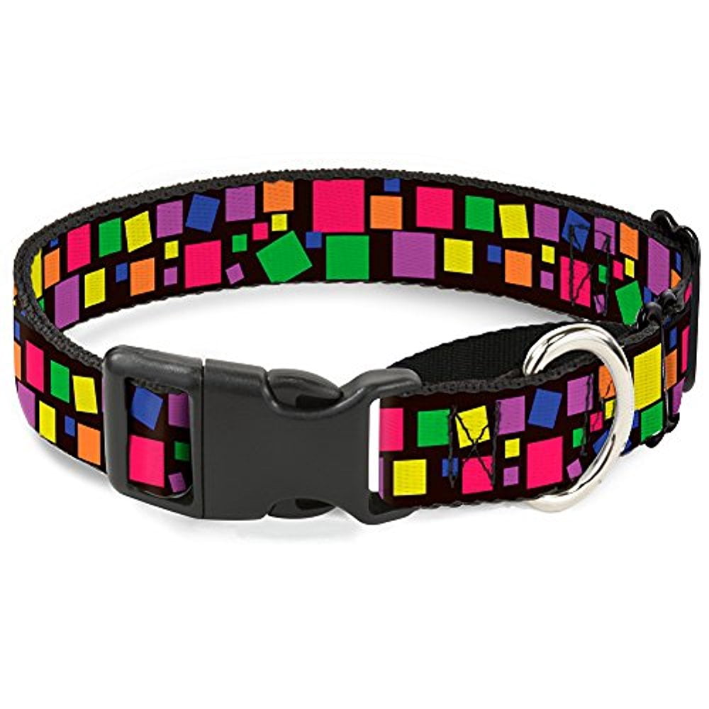 Buckle-Down Squares Black Multicolor Martingale Dog Collar