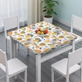 thumbnail image 3 of Mixed Fruits Leaves White Pattern Square Fitted Tablecloth with Elastic Edge,Square Table Cover,Washable Elastic Table Cover for Home Kitchen Party Decor 34"x34", 3 of 6