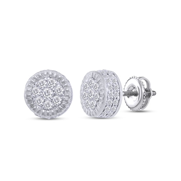 AFFY Round Cut White Natural Diamond Fluted Flower Cluster Stud Earrings 1/2 Cttw In 10k Solid Gold (0.50 Carat)