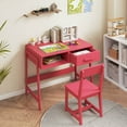 thumbnail image 4 of Costway Kids Desk and Chair Set with Storage Drawer and Hutch, Student Writing Desk Set Pink, 4 of 10